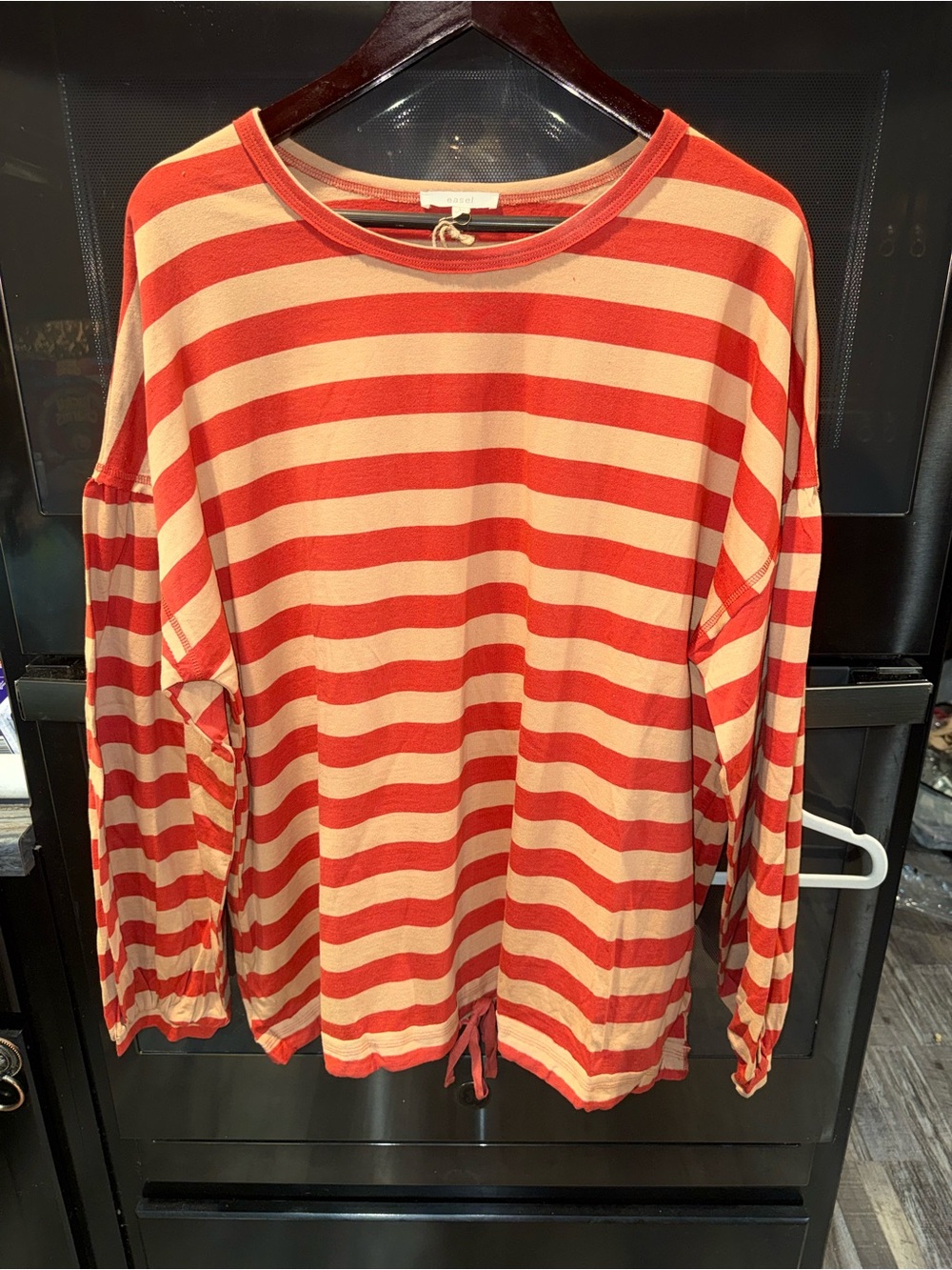 easel Red and Cream Striped Long-Sleeve Tee